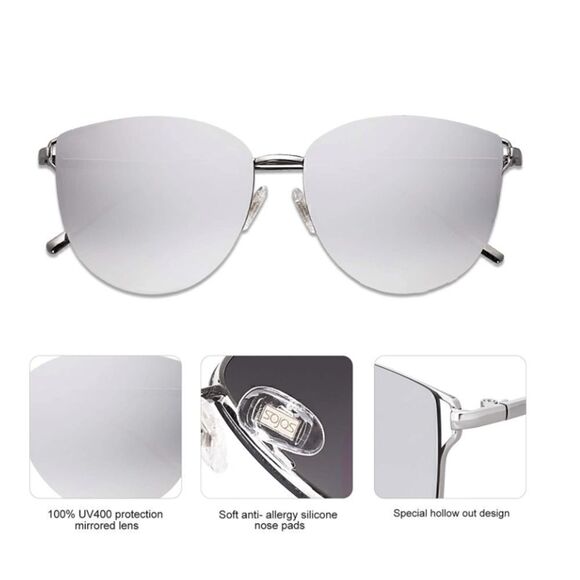 Round frame flat lens Sunglasses